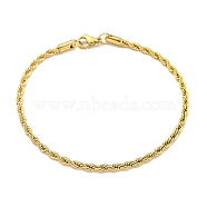3MM 304 Stainless Steel Rope Chain Bracelets for Women, with Lobster Claw Clasps, Real 18K Gold Plated, 8-3/8 inch(21.4cm)(BJEW-R318-01G)
