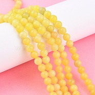 Natural Lemon Jade Beads Strands,  Round, Lemon Chiffon, 6mm, Hole: 1mm, about 60~64pcs/strand, 15.1 inch(G-H1631-6MM)