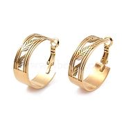 Hollow Leaf 304 Stainless Steel Hoop Earrings for Women, Rings, Golden, 26x9mm(EJEW-K278-22G)