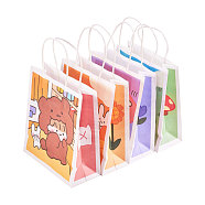 Paper Bags, with Handles, Gift Bags, Shopping Bags with Cartoon Pattern, Rectangle, Mixed Color, 29.7x18x8.2cm, 2pcs/color, 4 colors, 8pcs/set(ABAG-CJ0001-03)