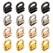 WADORN 16Pcs 4 Colors Alloy D-Ring Suspension Clasps, with Iron Screws, for Bag Replacement Accessories, Mixed Color, 2.4x1.8x1cm, Inner Diameter: 0.85x1.1cm, 4pcs/color(FIND-WR0007-50)