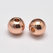 Rack Plating and Vacuum Plating Brass Round Spacer Beads, Rose Gold, 6mm, Hole: 1.5mm(X-KK-I601-6mm-RG-RS)