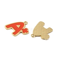 Study Theme Alloy Enamel Pendants, Golden, Letter A+, Red, 23x21.5x1mm, Hole: 2mm(ENAM-CJC0006-55B)