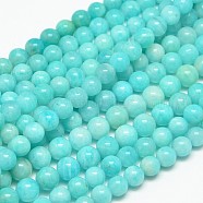 Grade AB Natural Gemstone Amazonite Round Beads Strands, 6mm, Hole: 1mm, about 65pcs/strand, 15.7 inch(G-O017-6mm-08B)
