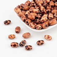 Printed Wood Beads, Oval, Mixed Color, 12~13x8mm, Hole: 3.5mm(WOOD-PH0002-07M)