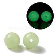 Luminous Candy Color Glass Bead, Glow in the Dark,  Round, Light Green, 6mm, Hole: 0.8mm(GLAA-E031-01A-01)