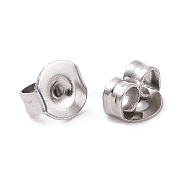 304 Stainless Steel Ear Nuts, Friction Earring Backs for Stud Earrings, Stainless Steel Color, 5x4x2.5mm, Hole: 1mm(X-STAS-E019-2)