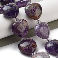 Natural Amethyst Beads Strands, Heart, with Seed Beads, 19~19.5x20x10mm, Hole: 1.5mm, about 17pcs/strand, 15.75 inch(40cm)(G-C150-A02-01)