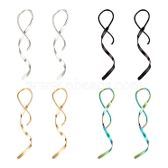 3 Pairs 3 Colors 304 Stainless Steel Spiral Dangle Earrings for Women, Mixed Color, 47x11x10mm, Pin: 0.9mm, 1 Pair/color(EJEW-AN0003-02)