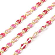 Brass Enamel Curb Chains, Soldered, with Spools, Real 18K Gold Plated, Mixed Color, 7x3x1.7mm(CHC-C003-13G-16)