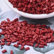 MIYUKI Half TILA Beads, Japanese Seed Beads, 2 Hole, (HTL2040) Matte Metallic Brick Red, 5x2.3x1.9mm, Hole: 0.8mm, about 1250pcs/50g(SEED-X0054-HTL2040)