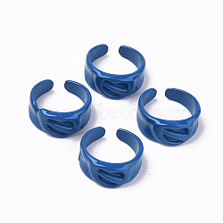 Spray Painted Alloy Cuff Rings, Open Rings, Cadmium Free & Lead Free, Dark Blue, US Size 7 1/4(17.5mm)(RJEW-T011-34C-RS)