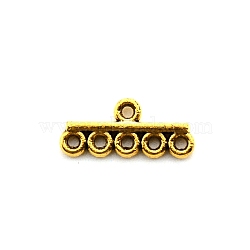 Alloy Chandelier Component Links, 6 Loop Connector, Tibetan Style, Antique Golden, 8.5x19.5x2mm, Hole: 1.8mm(FIND-WH0040-70AG)
