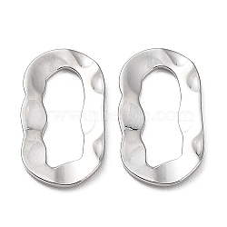 Brass Linking Rings, Irregular Hammered Oval, Real Platinum Plated, 13.5x7.5x0.8mm, Inner Diameter: 9x3.5mm(KK-Q785-06P)