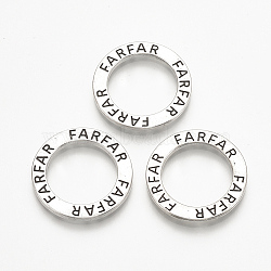 Tibetan Style Alloy Linking Rings, Donut with Word Farfar, Antique Silver, 22~24x2mm, Hole: 14~16mm(TIBE-Q082-086AS)