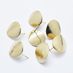 Brass Stud Earring Findings, with Loop, Long-Lasting Plated, Real 18K Gold Plated, Nickel Free, Oval, 21.5x18mm, Hole: 2mm, Pin: 0.5mm(KK-G331-28G-NF)