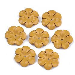 Gold Leather Bead Caps(FIND-T045-34E)