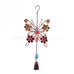 Wind Chimes, Glass & Iron Art Pendant Decorations, with Acrylic, Butterfly, Colorful, 180x90mm(PW23021309342)