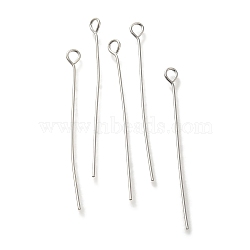 Brass Eye Pins, Lead Free & Cadmium Free, 925 Sterling Silver Plated, 35x3x0.7mm, Hole: 1.8mm(KK-H502-02F-S)