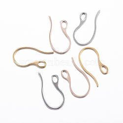 Ion Plating(IP) 304 Stainless Steel Earring Hooks, with Horizontal Loop, Mixed Color, 22x11.5x1mm, Hole: 2.5x3.5mm(X-STAS-H383-28)