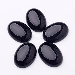 Natural Gemstone Cabochons, Black Agate, Oval, Black, 25x18x7mm(G-G082-18x25x7mm-2)