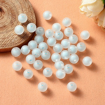Transparent Acrylic Beads, Frosted, Bead in Bead, Round, Light Blue, 8x7.5mm, Hole: 2mm, about 100pcs/bag
