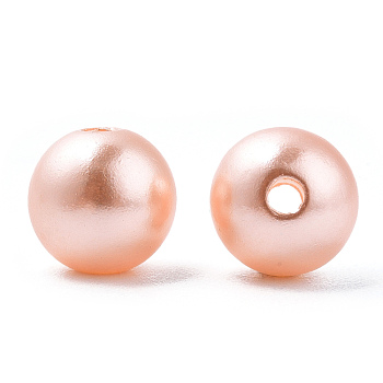 Spray Painted ABS Plastic Imitation Pearl Beads, Round, Light Salmon, 8x9.5mm, Hole: 1.8mm, about 2080 pcs/500g