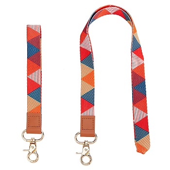 AHANDMAKER 2Pcs 2 Style Polyester Cord Mobile Accessories, Cell Phone Lanyards, Adjustable Neck Strap, with Alloy Swivel Clasps, Colorful, 21~50cm, 1pc/style