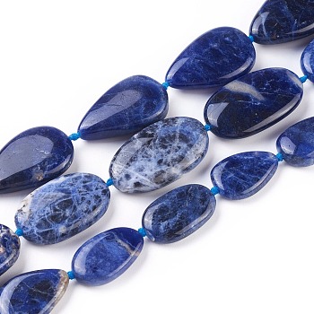 Natural Sodalite Beads Strands, Mixed Shapes, 18~30x12~22x5~8mm, Hole: 1~1.2mm, about 14~19pcs/strand, 16.1~16.5 inch(41~42cm)