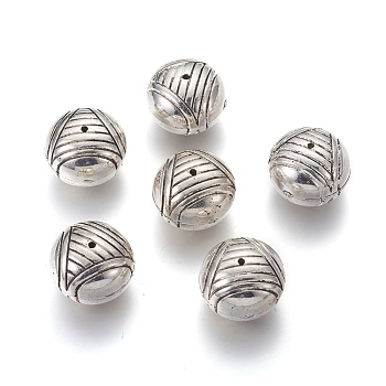 CCB Plastic Corrugated Beads, Rondelle, Antique Silver, 23x19mm, Hole: 1.6mm