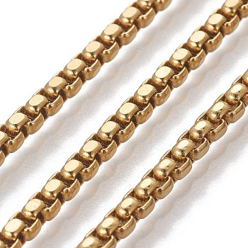 304 Stainless Steel Box Chains, Unwelded, Golden, 3x3x1.5~2mm