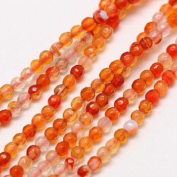 Natural Carnelian Bead Strands, Dyed & Heated, Faceted, Round, 2mm, Hole: 0.8mm, about 190pcs/strand, 16 inch