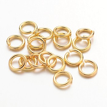 90pcs Golden Color Brass Jump Rings, Cadmium Free & Lead Free, Open Jump Rings, 18 Gauge, 6x1mm, Inner Diameter: 4mm, about 90pcs/10g