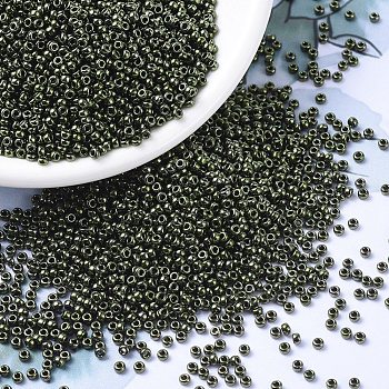 MIYUKI Round Rocailles Beads, Japanese Seed Beads, 11/0, (RR459) Metallic Olive, 2x1.3mm, Hole: 0.8mm, about 5500pcs/50g