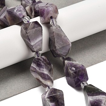 Natural Amethyst Beads Strands, Faceted Teardrop, with Seed Beads, 19~21.5x12~13mm, Hole: 2mm, about 15~16pcs/strand, 14.96~15.7 inch(38~40cm)