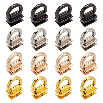 WADORN 16Pcs 4 Colors Alloy D-Ring Suspension Clasps, with Iron Screws, for Bag Replacement Accessories, Mixed Color, 2.4x1.8x1cm, Inner Diameter: 0.85x1.1cm, 4pcs/color
