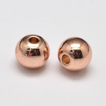 Rack Plating and Vacuum Plating Brass Round Spacer Beads, Rose Gold, 6mm, Hole: 1.5mm