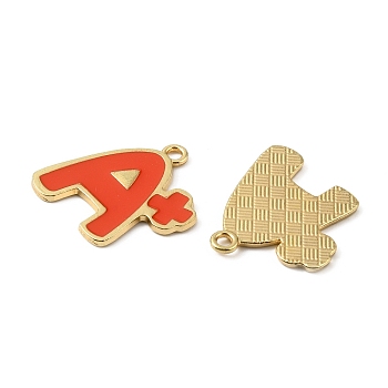 Study Theme Alloy Enamel Pendants, Golden, Letter A+, Red, 23x21.5x1mm, Hole: 2mm