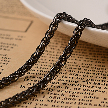 304 Stainless Steel Wheat Chains, Unwelded, with Spool, Electrophoresis Black, 5x3x1mm, about 65.61 Feet(20m)/roll