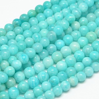 Grade AB Natural Gemstone Amazonite Round Beads Strands, 6mm, Hole: 1mm, about 65pcs/strand, 15.7 inch