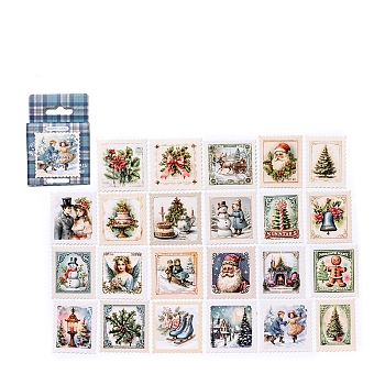 Waterproof PET Stickers Set, Decorative Stickers, Christmas Theme, Mixed Shapes, 38x38x0.1mm