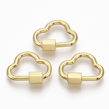 Brass Screw Carabiner Lock Charms, for Necklaces Making, Cloud, Golden, 15.5x19.5x2mm, Screw: 6x5.5mm