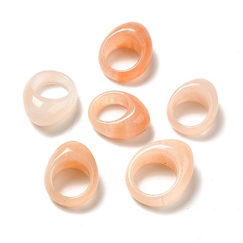 Natural Pink Aventurine Wide Dome Band Ring, Gemstone Jewelry for Women, US Size 4 3/4(15.5mm)~US Size 7 3/4(17.9mm)