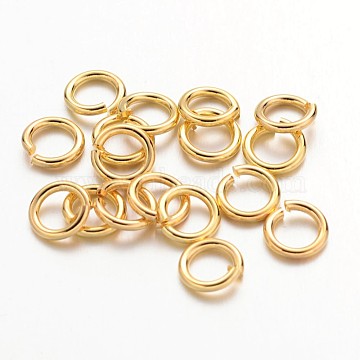 90pcs Golden Color Brass Jump Rings, Cadmium Free & Lead Free, Open Jump Rings, 18 Gauge, 6x1mm, Inner Diameter: 4mm, about 90pcs/10g(X-JRC6MM-G)