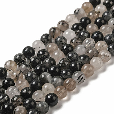 Natural Black Rutilated Quartz Beads Strands(G-R446-6mm-37-01)-2