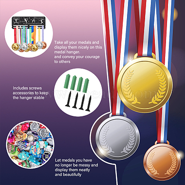 Support mural d'affichage de support de cintre de médaille de fer de thème sportif(ODIS-WH0021-616)-4
