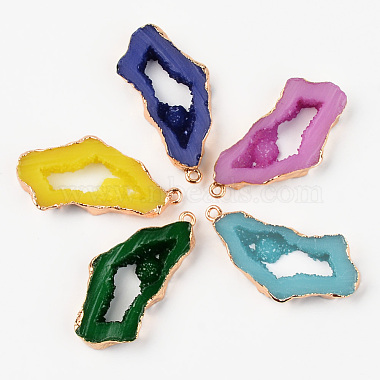 Light Gold Mixed Color Nuggets Iron+Resin Pendants