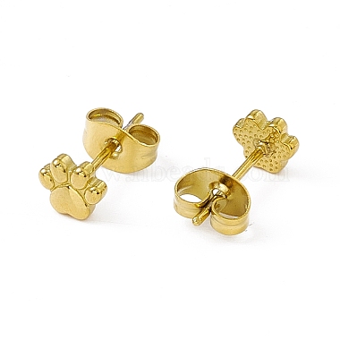 Vacuum Plating 304 Stainless Steel Dog Paw Print Stud Earrings for Women(EJEW-P212-15G)-2