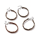 Cowhide Leather Braided Twist Rope Shape Cord Bracelets with Brass Clasp for Women(BJEW-JB09110)-1