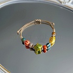 Porcelain Beads Braided Bead Bracelets for Women, Mixed Shapes, Colorful, 4~9-7/8 inch(10~25cm)(FS-WG0D046-04)